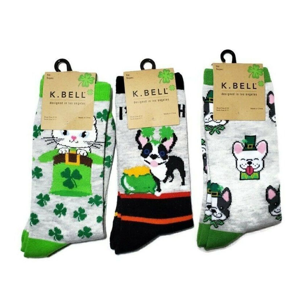 K.Bell St. Patricks Day Socks Womens Crew 3 Pair